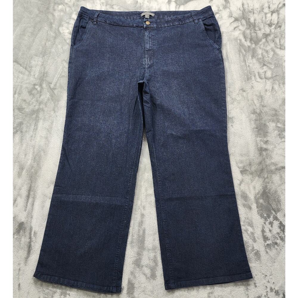Jessica London Jeans Womens 24W Blue Dark Wash High Rise Wide Leg Stretch Denim
